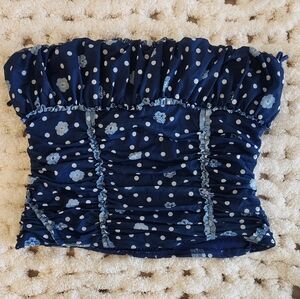 Free People Navy Strapless Top